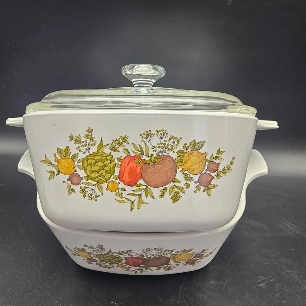 Corningware Spice of Life Small Casserole Dish Set Bakeware Vintage 1970s